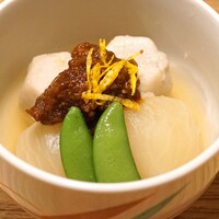 うなぎ 目白ぞろ芽 - 里芋と蕪そぼろ味噌