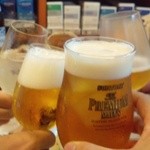 暑い夜。まずはビールで乾杯♪