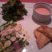 epice - Bコース：前菜(野菜のテリーヌ、パプリカのムース、マグロサラダ、とうもろこしのガレット)