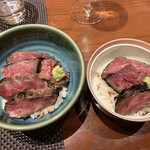 和み処 男山 - そして〆のご飯は「仙台牛のロースト丼」！！