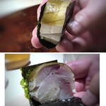 菊鮨 - ◆鯖の押し寿司・・鯖が肉厚で、美味しいそうな。嫌いではないのに、アレルギーで頂けないのが残念。(T-T)