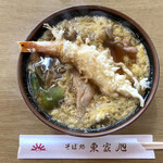 東家旭 - 親子そば（750円）+海老天（300円）=種込み（1050円）