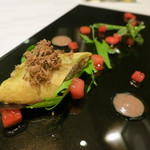 ア・ニュ ルトゥルヴェ・ヴー - 鮎のベニエ風　削りサマートリュフがけ　(2012/08)