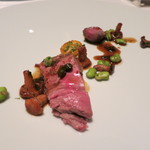 ア・ニュ ルトゥルヴェ・ヴー - 蝦夷仔鹿のロースト　ジロール茸、枝豆、ケッパー添え　(2012/08)