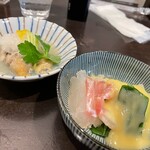 すいば 柳馬場三条店 - 牡蠣のみぞれ煮350円　鯛と九条ネギのてっぱい250円