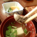 うなぎ 桜家 - 肝吸いは”肝”、”お豆腐”、”三ツ葉”、”柚子”の入った清し汁です。
