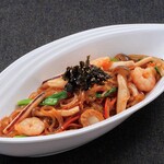 Seafood japchae with lots of ingredients