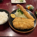 とんかつ 力亭 - 大ロース　エビ定食　2700円