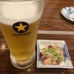 ネギと粉 - ビールとタコわさび