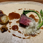 リョウリヤ ステファン パンテル - 牛ランプ肉と小松菜のロースト ポムニコ ヘーゼルナッツの自家製味噌