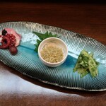 Sake To Sakana Mansaku - 梅酢タコ、柚子胡椒ちりめん、セロリのナムル