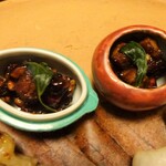 俵屋旅館 - 夕食：焼物（粟麩 赤芋 松の実味噌和）