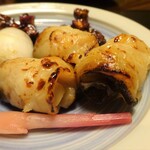 俵屋旅館 - 夕食：焼物（魳柚庵焼、粟麩 赤芋 松の実味噌和）