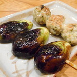 とり喜 - 茄子、つくね