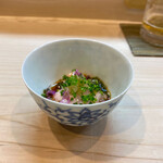 松寿司 - カワハギの肝和え。旬ですよ！脇役なんだけれど間違いない美味しさ。美味♡