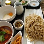 Soba Dining 蕎花 - つゆが三種(つゆ、トロロ、鴨南）