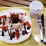 コルト デリ アンド カフェ イチコ スタイル - 苺と生チョコのパンケーキ&ホットコーヒー