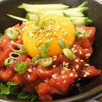 0秒レモンサワー 仙台ホルモン焼肉酒場 ときわ亭 - 桜ユッケ～鮮馬刺し～