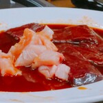 焼肉 かっぱ梶岡 - 上みの（850円）とレバー（700円）