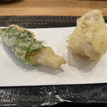 天ぷら 周平 - ささみ大葉巻き、河豚