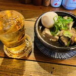 Yakitori Nishidaba - 金宮梅割り&牛スジ煮込み