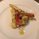 コグスダイニングカグラザカ - 車海老とホワイトアスパラのソテー