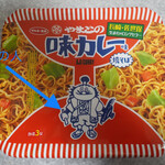 大和製菓 おかし直売所 - 「大和製菓」さんの味カレーと分かる「この人」が描かれています