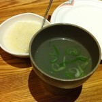 Kushidori - お通しでスープと大根おろしがついてきます