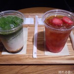 カフェミラノ - 黒糖アイス黒蜜抹茶ラテ＆ストロベリールイボスティー