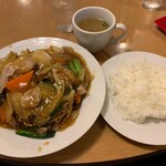 南海飯店 - かたい焼ソバ＋ライス