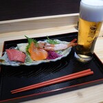 小松水産の海鮮丼 - ちょい飲みセット