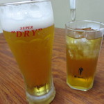 Ajidokoro Okaya - 生ビール＆ウーロンハイ