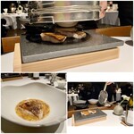 レフェルヴェソンス - どぐろ せいこ蟹 菊の花 里芋 柚子 山山椒 目の前で、銀杏を炙る網に炭をダイレクトに入れ、一度焼いたのどぐろの上から遠赤外線の熱を加え、皮目を焼きます。 皮から、「チリチリッ」と小さな音色がしてくる頃合いが炙る目安です♪