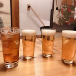 酒肴 新屋敷 - 生ビールとウーロン茶