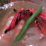 虎白 - 止肴　車海老　夏野菜　赤万願寺唐辛子　冬瓜　インゲン