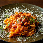 Spicy allarrabiata with pecorino cheese and guanciale