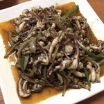 中国料理 栄発 - マーラーイカゲソ上から。ゲソだらけ