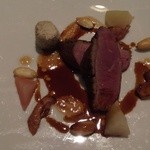 レ セゾン - 2012.8 鴨のロティと桃のミ・コンフィ アーモンドを香らせた小さなパテ(ランチ）