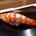 日本橋蛎殻町 すぎた - ⚫車海老　山口県宇部の活き車海老、鮮やかな朱色が食欲をわかす