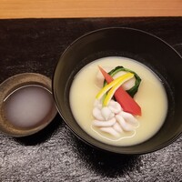 ふしきの - 京芋と白子の白味噌仕立て 小蕪 人参 柚子と天穏 純米酒