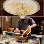 たでの葉 - 自然薯をすり鉢で擂りとろろご飯を用意されています。