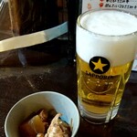 ぽんぽこたぬきのかくれ家 - ビールとお通し