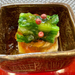 御料理 ひさまつ - 鉢肴
      焼胡麻豆豆腐 鮟肝ゼリー寄せ