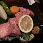 いかの墨 - 村上牛サーロインス石焼き