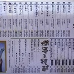 鳴門水産 - ドリンクメニュー裏