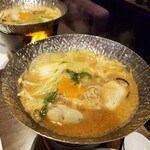 宮島グランドホテル 有もと - 一人牡蠣鍋。よく煮込んでるのに大きくて旨味のある牡蠣。