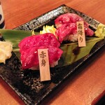 Baniku Sakaba Bakurou - 桜肉のにぎり寿司４貫　880円