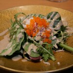 鉄板焼 天 - ズワイ蟹と蟹味噌のサラダ