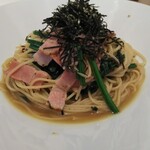 ボーノ -  サービスランチ  ホウレン草とベーコンの和風醤油パスタ