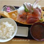 牧原鮮魚店 - 刺身定食特上1,470円+税。漁港めし家牧原鮮魚店(蒲郡ラグーナフェスティバルマーケット)食彩品館.jp撮影